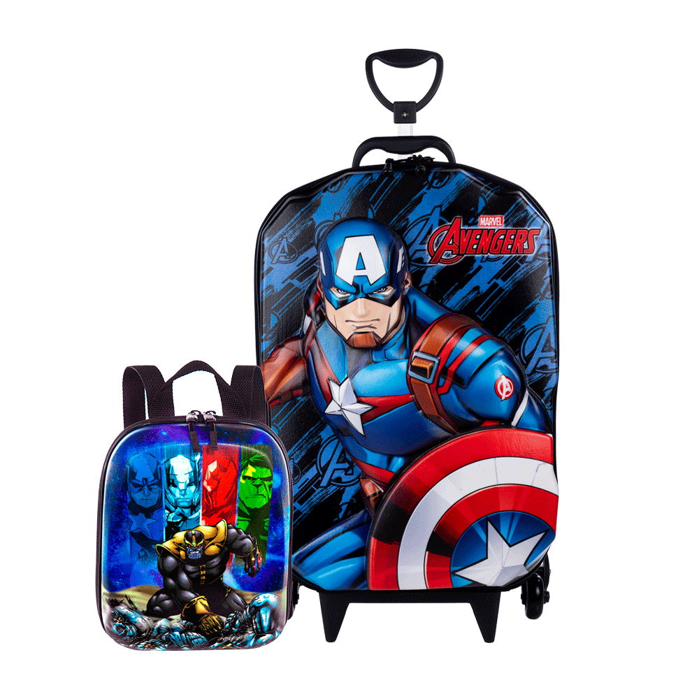 KIT Mochila Infantil com rodas Marvel Ave...