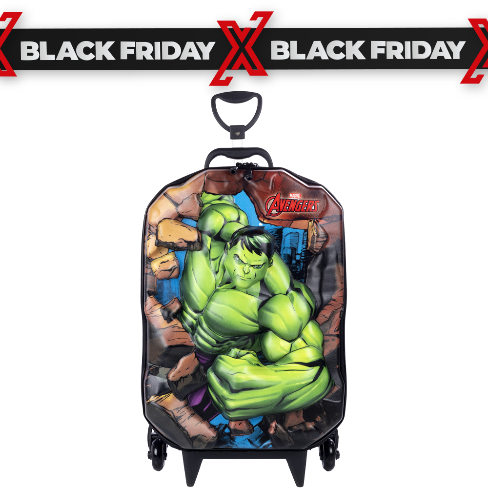 Mala Infantil Avengers Hulk Preto Maxtoy ...
